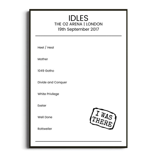 IDLES London 19 September 2017 Setlist Poster