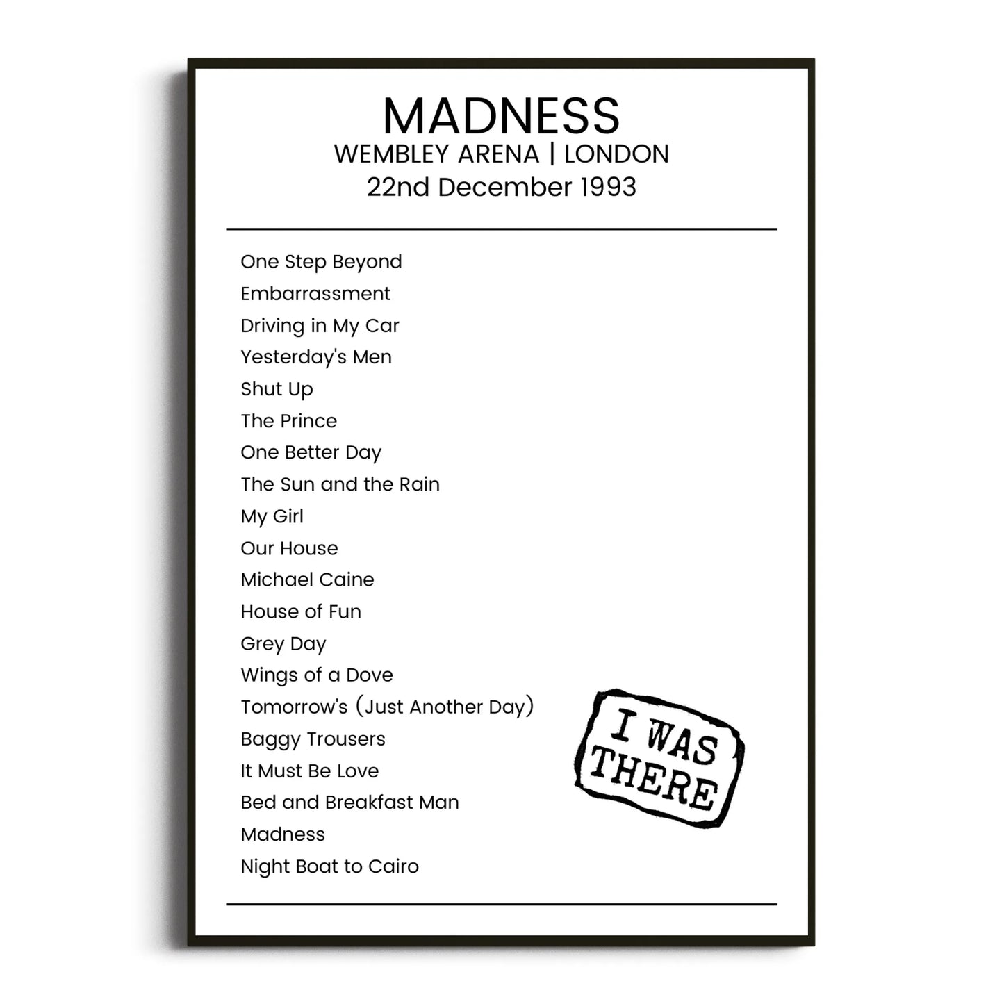 Madness London 22 December 1993 Setlist Poster