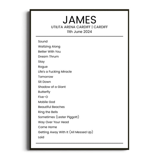 James Cardiff 11 June 2024 Setlist Poster