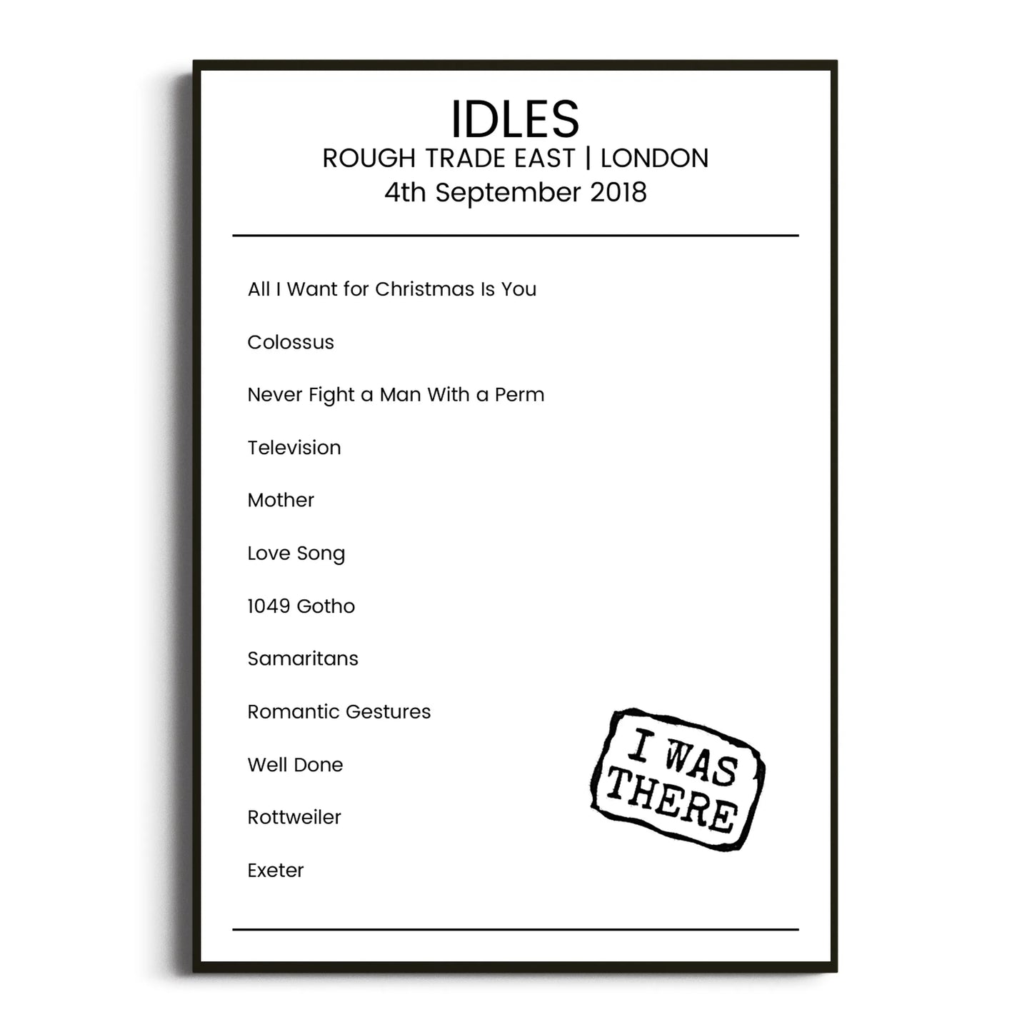 IDLES London 04 September 2018 Setlist Poster