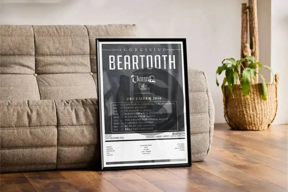 Beartooth Aggressive TramShed Cardiff Cardiff 14th December 2016 - Setlist Tour Poster - Setlist