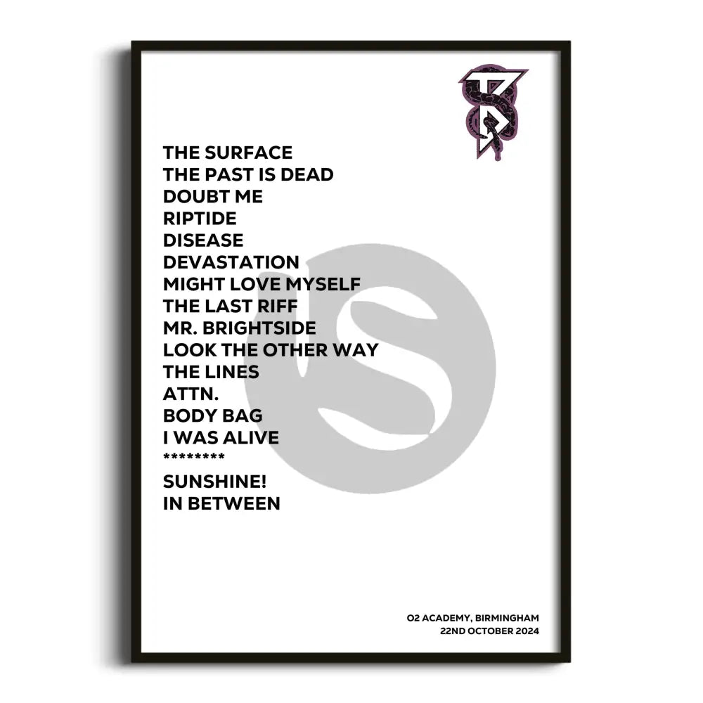 Beartooth Birmingham 22nd October 2024 - Gig Setlist - Setlist