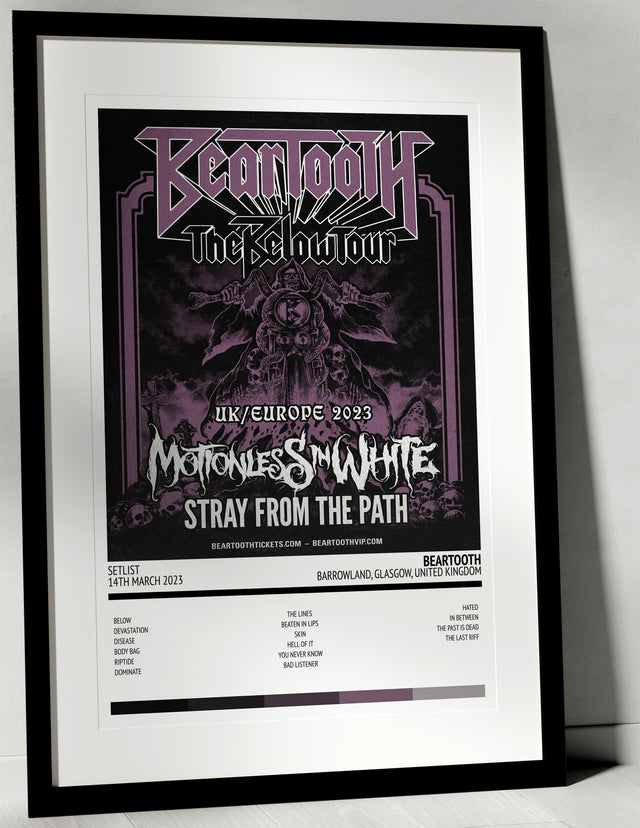 Beartooth EUR - UK Tour 2023 Barrowland Glasgow 14th March 2023 - Setlist Tour Poster - Setlist