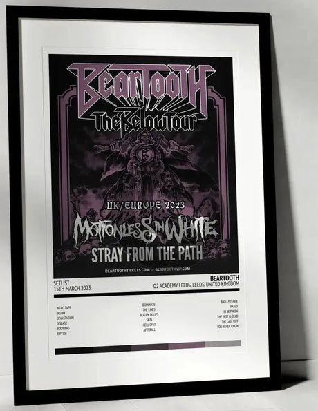 Beartooth EUR - UK Tour 2023 O2 Academy Leeds Leeds 15th March 2023 - Setlist Tour Poster - Setlist