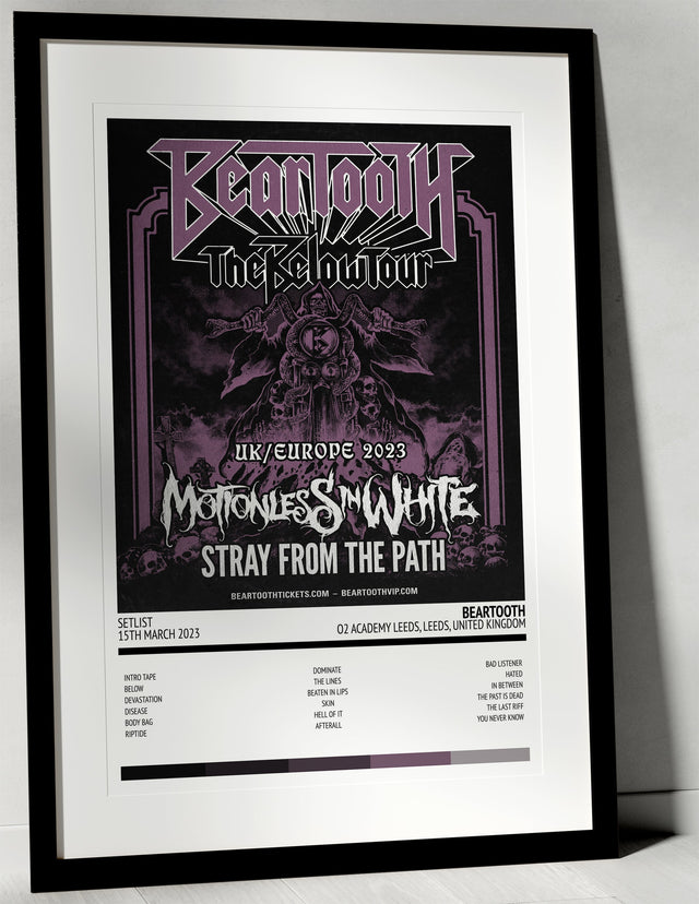 Beartooth EUR - UK Tour 2023 O2 Academy Leeds Leeds 15th March 2023 - Setlist Tour Poster - Setlist