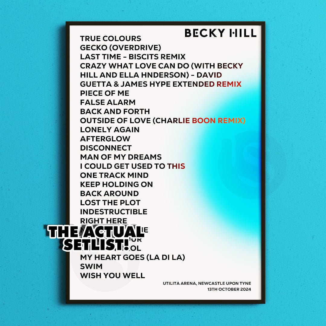 Becky Hill Newcastle upon Tyne 13th October 2024 - Gig Setlist - Setlist