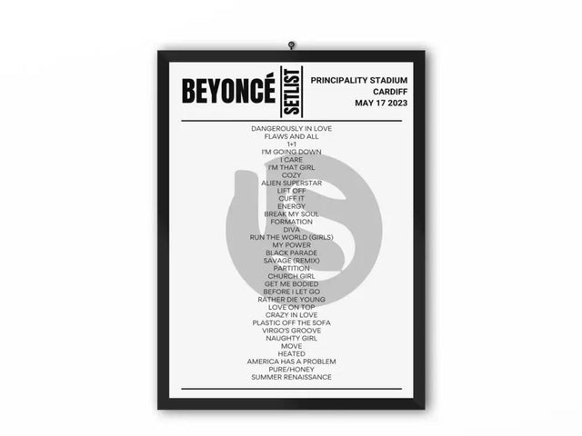 Beyoncé Cardiff May 2023 Replica Setlist - Setlist