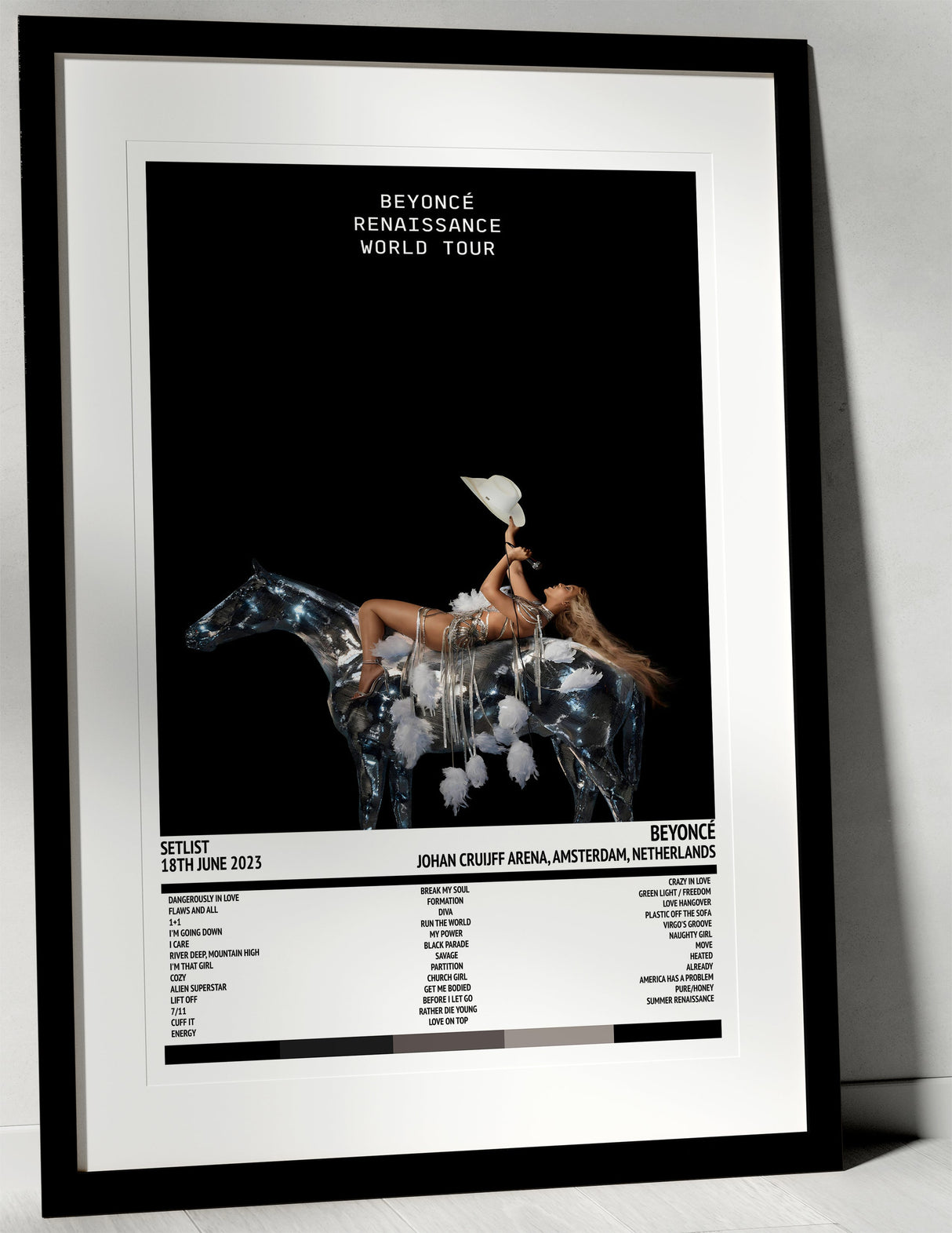 Beyoncé Renaissance World Tour Johan Cruijff ArenA Amsterdam 18th June 2023 - Setlist Tour Poster - Setlist