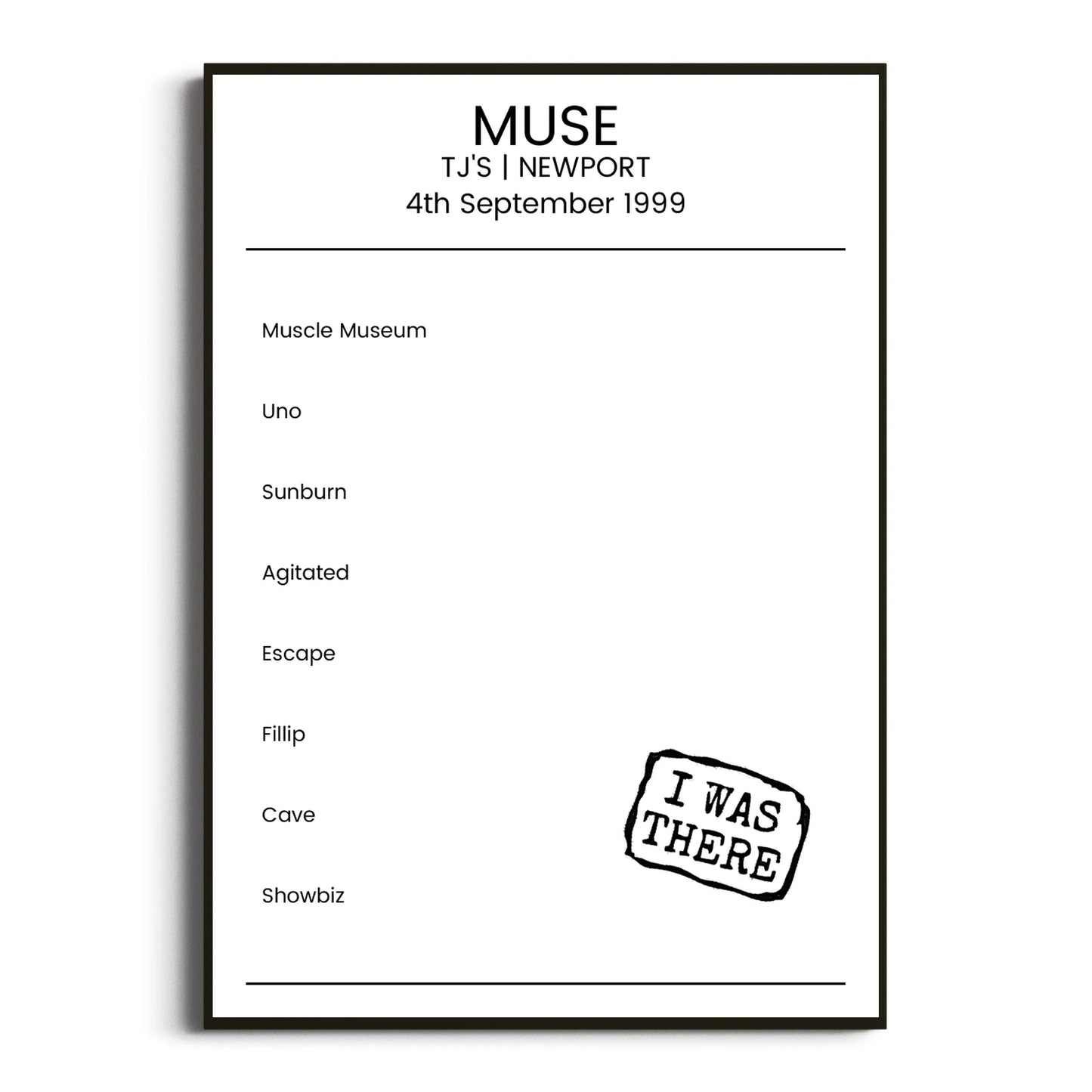 Muse Newport 04 September 1999 Setlist Poster