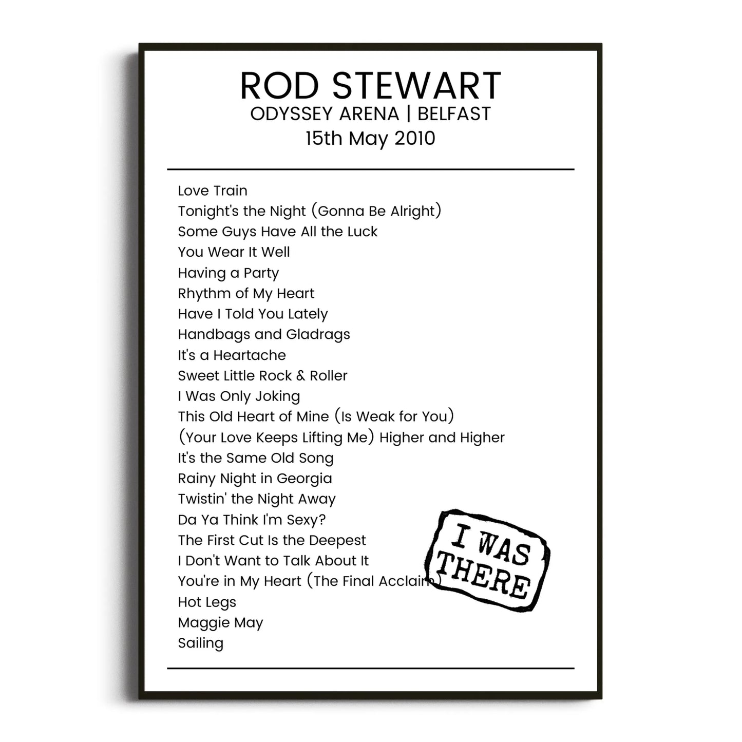 Rod Stewart Belfast 15 May 2010 Setlist Poster