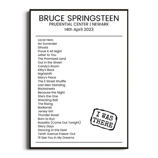 Bruce Springsteen Newark 14 April 2023 Setlist Poster