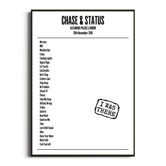 Chase & Status London 26 November 2016 Setlist Poster