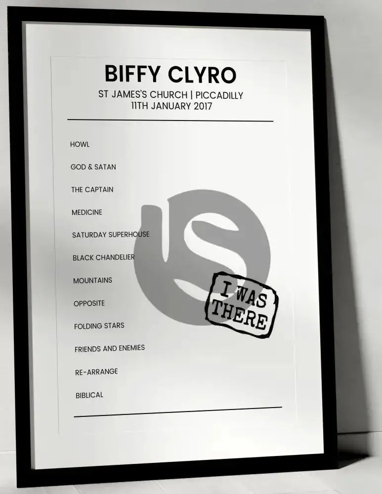 Biffy Clyro 11th January 2017 St James's Church, Piccadilly London - I Was There - Setlist