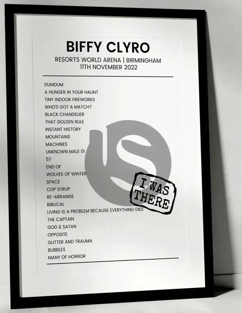 Biffy Clyro 11th November 2022 Resorts World Arena Birmingham - I Was There - Setlist