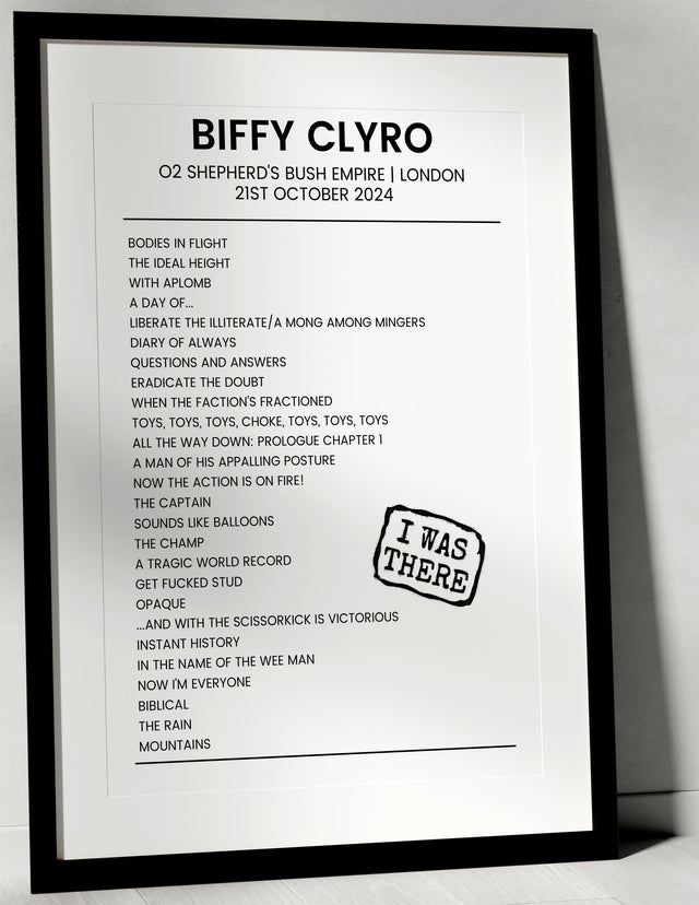 Biffy Clyro 21st October 2024 O2 Shepherd's Bush Empire London - I Was There - Setlist