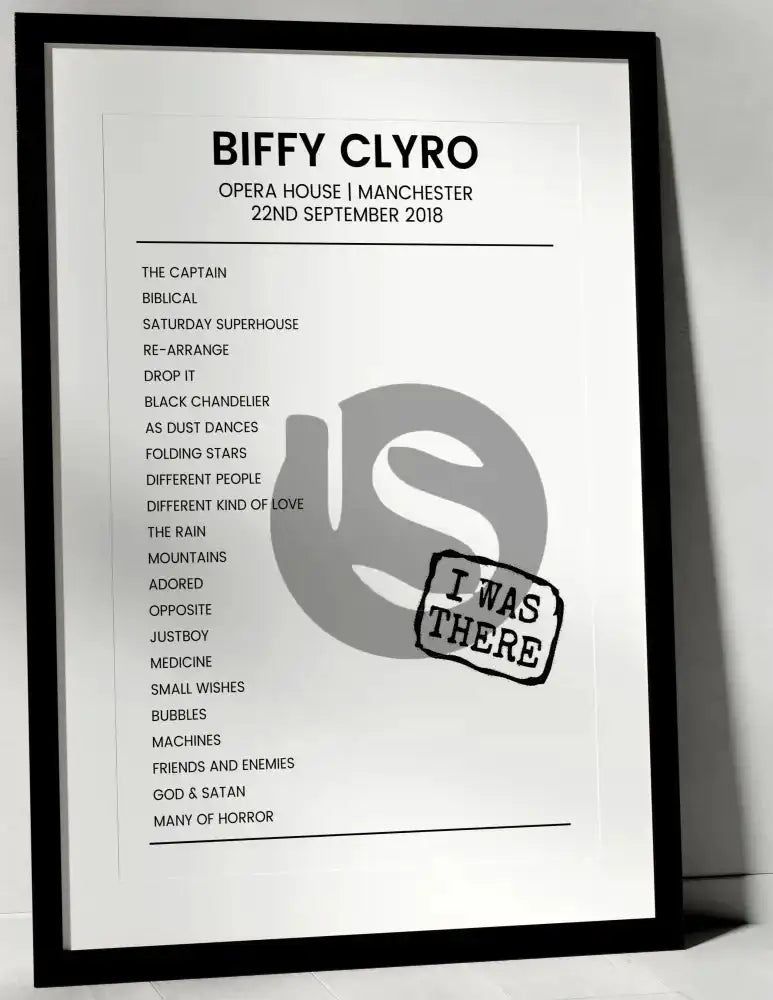 Biffy Clyro 22nd September 2018 Opera House Manchester - I Was There - Setlist