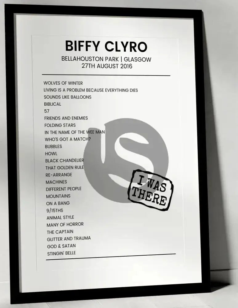 Biffy Clyro 27th August 2016 Bellahouston Park Glasgow - I Was There - Setlist