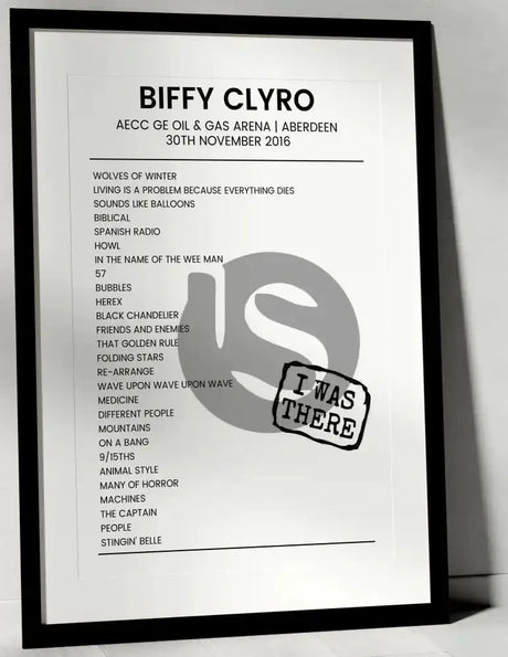 Biffy Clyro 30th November 2016 AECC GE Oil & Gas Arena Aberdeen - I Was There - Setlist