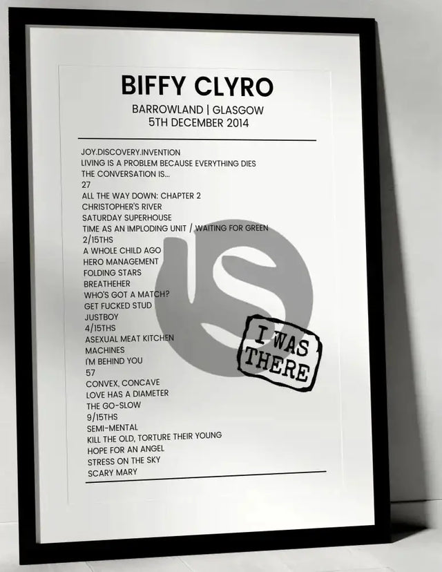 Biffy Clyro 5th December 2014 Barrowland Glasgow - I Was There - Setlist