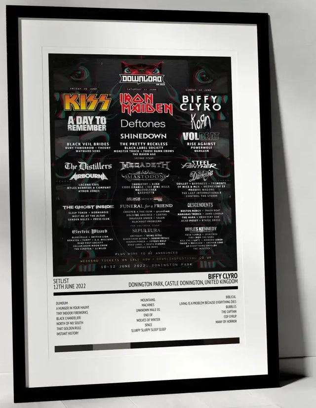 Biffy Clyro Donington Park Castle Donington 12th June 2022 - Setlist Tour Poster - Setlist