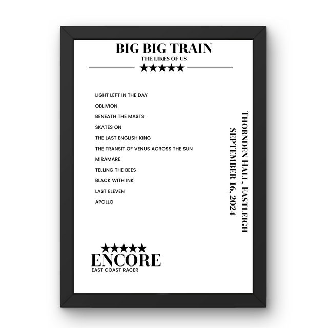 Big Big Train September 16, 2024 Thornden Hall Eastleigh Setlist Poster - Setlist