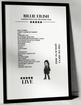 Billie Eilish 12th June 2022 The O2 Arena London Setlist Poster - Setlist