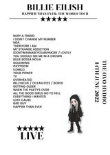 Billie Eilish 14th June 2022 The OVO Hydro Glasgow Setlist Poster - Setlist