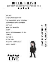 Billie Eilish 24th August 2019 Little John's Farm Reading Setlist Poster - Setlist