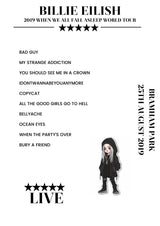 Billie Eilish 25th August 2019 Bramham Park Leeds Setlist Poster - Setlist