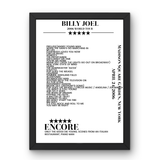 Billy Joel April 24, 2006 Madison Square Garden New York Setlist Poster - Setlist