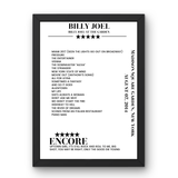 Billy Joel August 07, 2014 Madison Square Garden New York Setlist Poster - Setlist