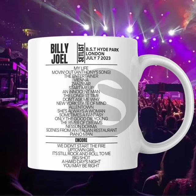 Billy Joel B.S.T Hyde Park London July 7 2023 Setlist Mug - Setlist