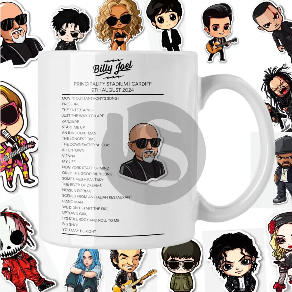 Billy Joel Cardiff August 2024 - Setlist Mug - Chibi Style! - Setlist