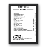 Billy Joel December 16, 1978 Madison Square Garden New York Setlist Poster - Setlist