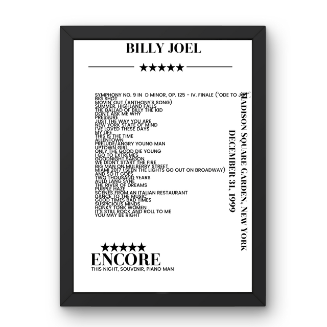 Billy Joel December 31, 1999 Madison Square Garden New York Setlist Poster - Setlist