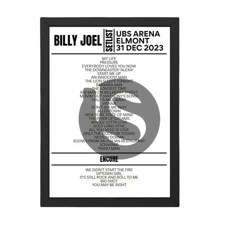 Billy Joel Elmont December 31, 2023 Setlist Poster - Setlist