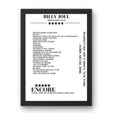 Billy Joel February 02, 2006 Madison Square Garden New York Setlist Poster - Setlist