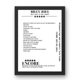 Billy Joel February 03, 2014 Madison Square Garden New York Setlist Poster - Setlist