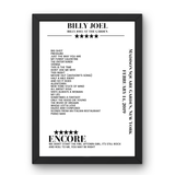 Billy Joel February 14, 2019 Madison Square Garden New York Setlist Poster - Setlist