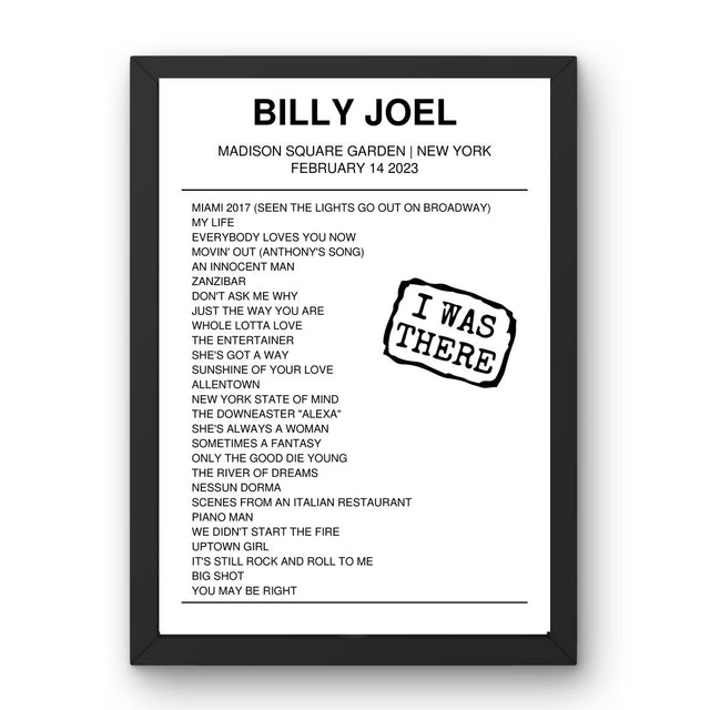 Billy Joel February 14, 2023 Madison Square Garden New York Setlist Poster - Setlist