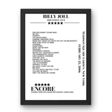 Billy Joel February 25, 2006 Madison Square Garden New York Setlist Poster - Setlist