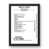 Billy Joel January 26, 2006 Madison Square Garden New York Setlist Poster - Setlist