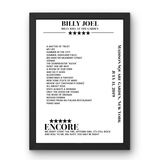 Billy Joel July 11, 2019 Madison Square Garden New York Setlist Poster - Setlist