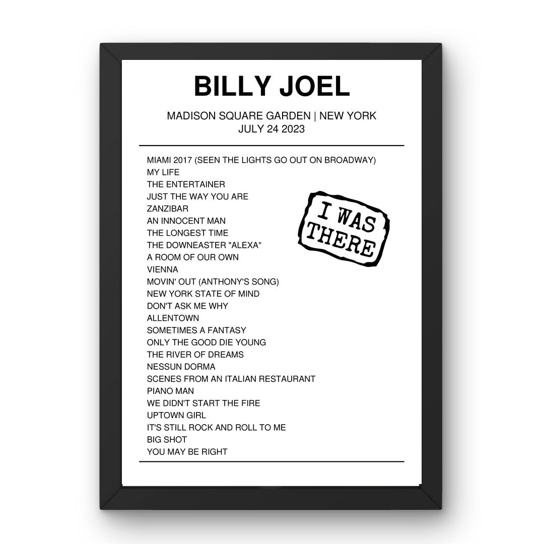 Billy Joel July 24, 2023 Madison Square Garden New York Setlist Poster - Setlist