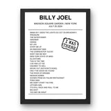 Billy Joel July 25, 2024 Madison Square Garden New York Setlist Poster - Setlist