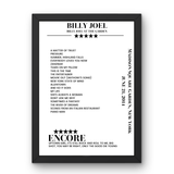 Billy Joel June 21, 2014 Madison Square Garden New York Setlist Poster - Setlist