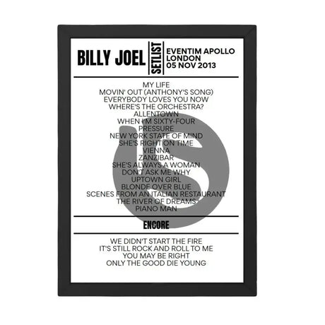 Billy Joel London November 05, 2013 Setlist Poster - Setlist