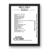 Billy Joel March 04, 2006 Madison Square Garden New York Setlist Poster - Setlist