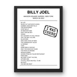 Billy Joel March 26, 2023 Madison Square Garden New York Setlist Poster - Setlist