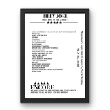 Billy Joel May 23, 2018 Madison Square Garden New York Setlist Poster - Setlist